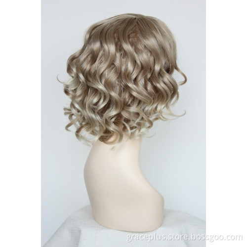 World best blonde short afro kinky curly synthetic hair wigs white women